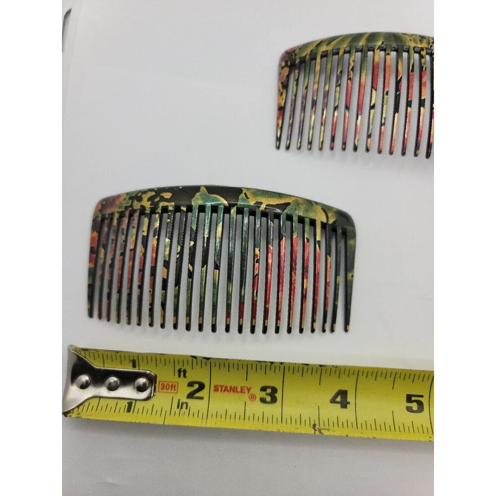 Hand Painted Plastic Hair Combs Made in Korea 1970's